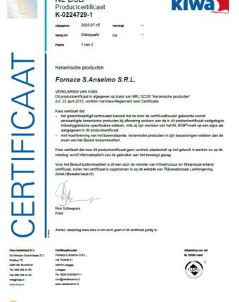 Kiwa Certificaat S.Anselmo